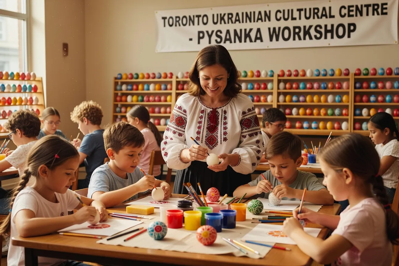 Participants at a pysanka workshop
