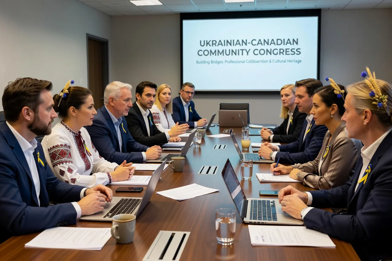 Ukrainian-Canadian professionals at a community congress meeting