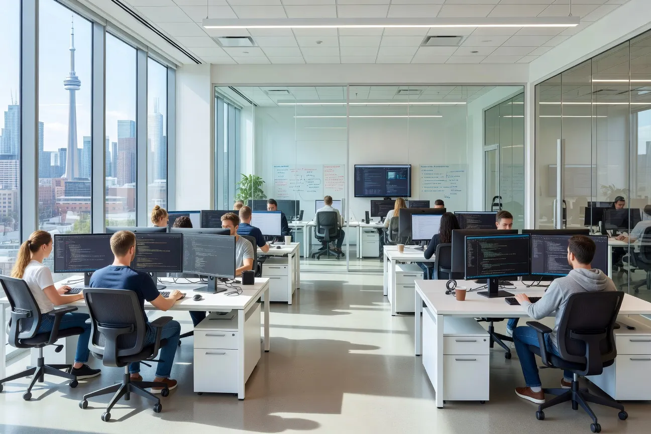 Modern Toronto tech office where Ukrainian software developers work