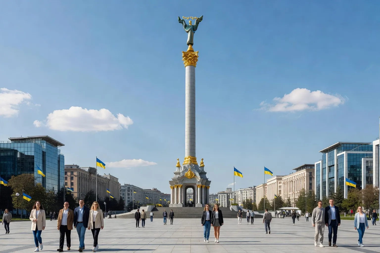 Ukrainian flag raised over Kyiv during the 1991 independence declarations