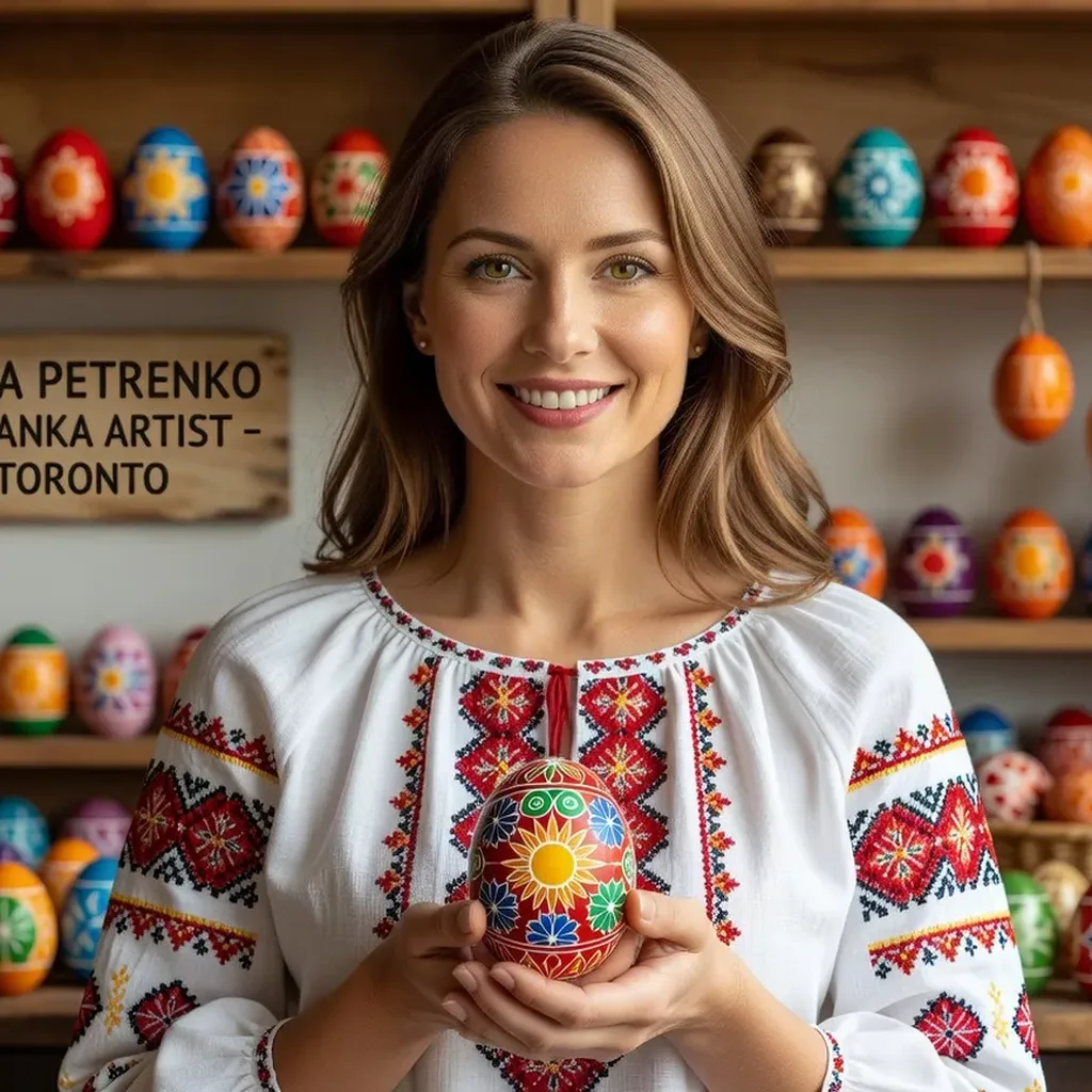 Pysanka Easter eggs decorated with Ukrainian traditional motifs