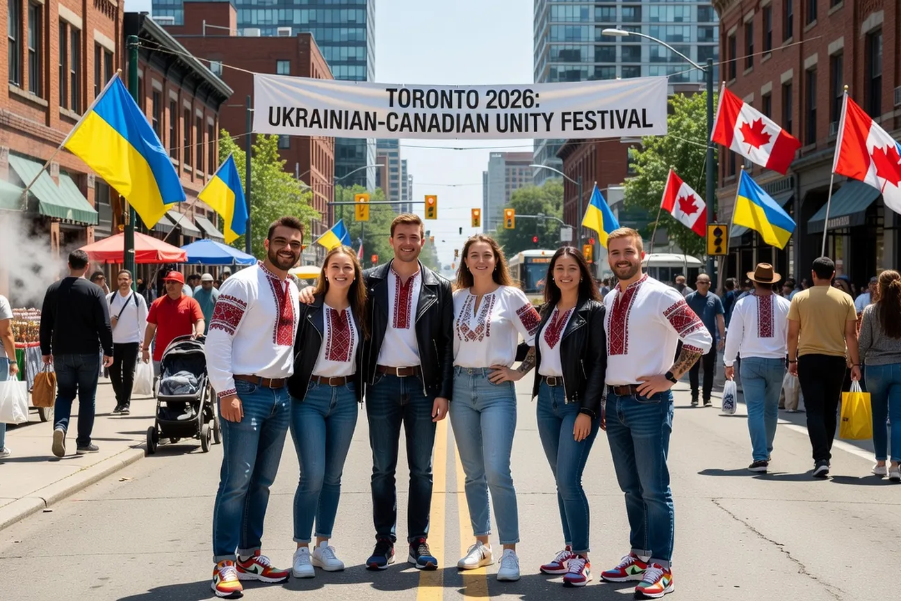 Young Ukrainian-Canadians in traditional vyshyvanka and modern clothing, Toronto 2026